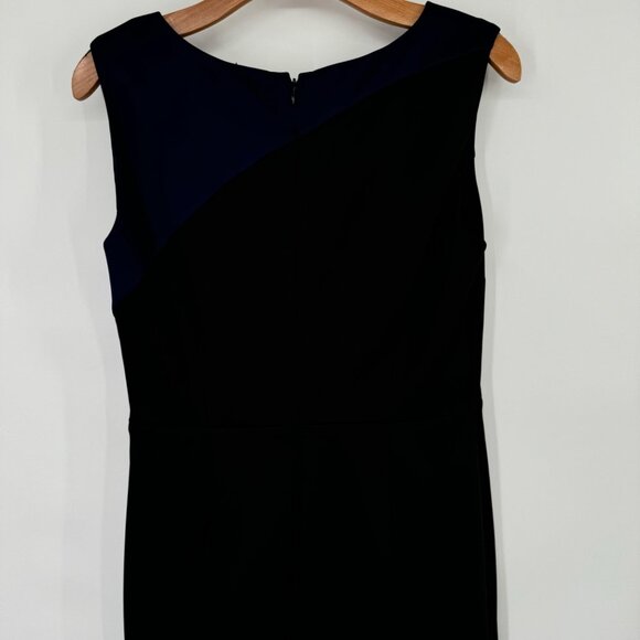 Ellen Tracy Sleeveless Color Block Sheath Dress Size 8 Navy Black scuba knit - Picture 12 of 14